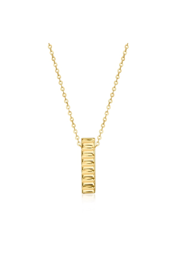 Pure Collection by Ross-Simons Italian 14kt Yellow Gold Ridged Linear Bar Necklace, Women's, Adult