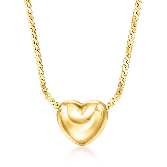 Pure Collection by Ross-Simons Italian 18kt Gold Over Sterling Puffed Heart Necklace, Women's, Adult
