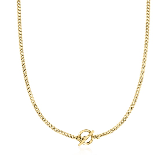 Pure Collection by Ross-Simons Italian 18kt Gold Over Sterling Curb-Link Toggle Necklace, Women's, Adult