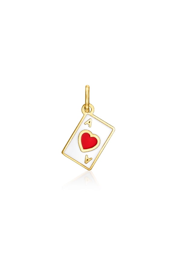 Pure Collection by Ross-Simons Italian Multicolored Enamel Ace Of Hearts Card Charm in 14kt Yellow Gold, Women's, Adult
