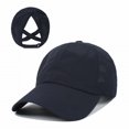 thumbnail image 1 of Pure Color Baseball Cap for Women Men Mesh Breathable Sports Hat Comfort Daily Casual Lightweight Baseball Cap Womens Ponytail Hat Adjustable Summer Sun Hat Outdoor Sports Pre-Curved Visor, 1 of 4