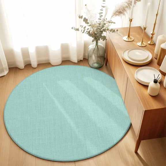 Pure Color Mint Green Round Rug 3ft Vintage Monochrome Art Washable Area Rugs for Living Room Bedroom Entryway Non Slip Entrance Door Mat Indoor Floor Carpet