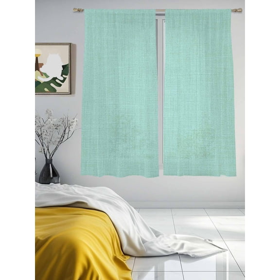 Pure Color Mint Green Sheer Curtains 2 Panels Set Vintage Monochrome Art Lihgt Filtering Rod Pocket Voile Drape,Semi Sheer Window Curtains for Bedroom Living Room,52"x63"