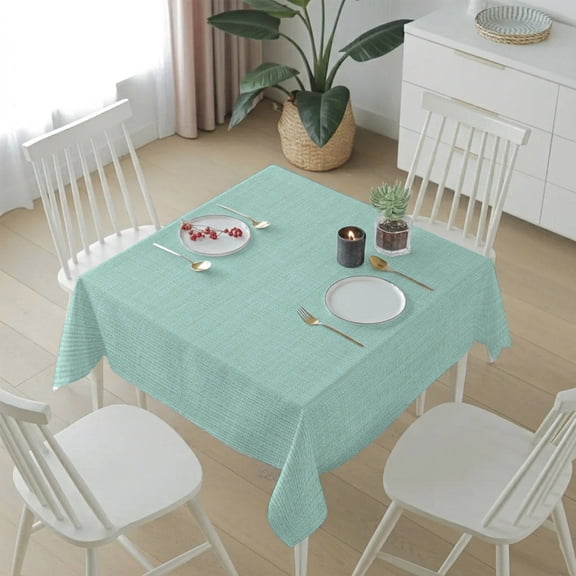 Pure Color Mint Green Table Cloth 54x54in, Waterproof Square Tablecloth Wipeable Tablecloths Vintage Monochrome Art Table Covers for Dining Tables Party Indoor Outdoor
