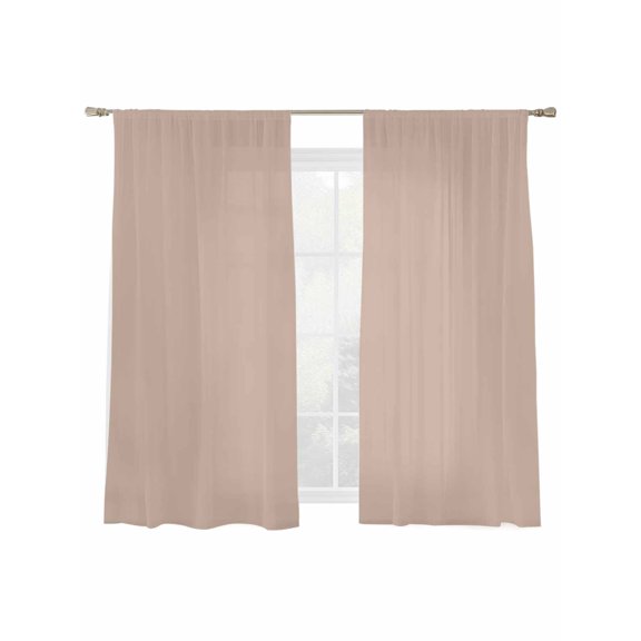 Pure Color Sheer Curtains 2 Panels Set Brown Modern Simple Minimalism Sheer Window Curtains Light Filtering Rod Pocket Voile Drapes for Bedroom Living Room 52"x63"