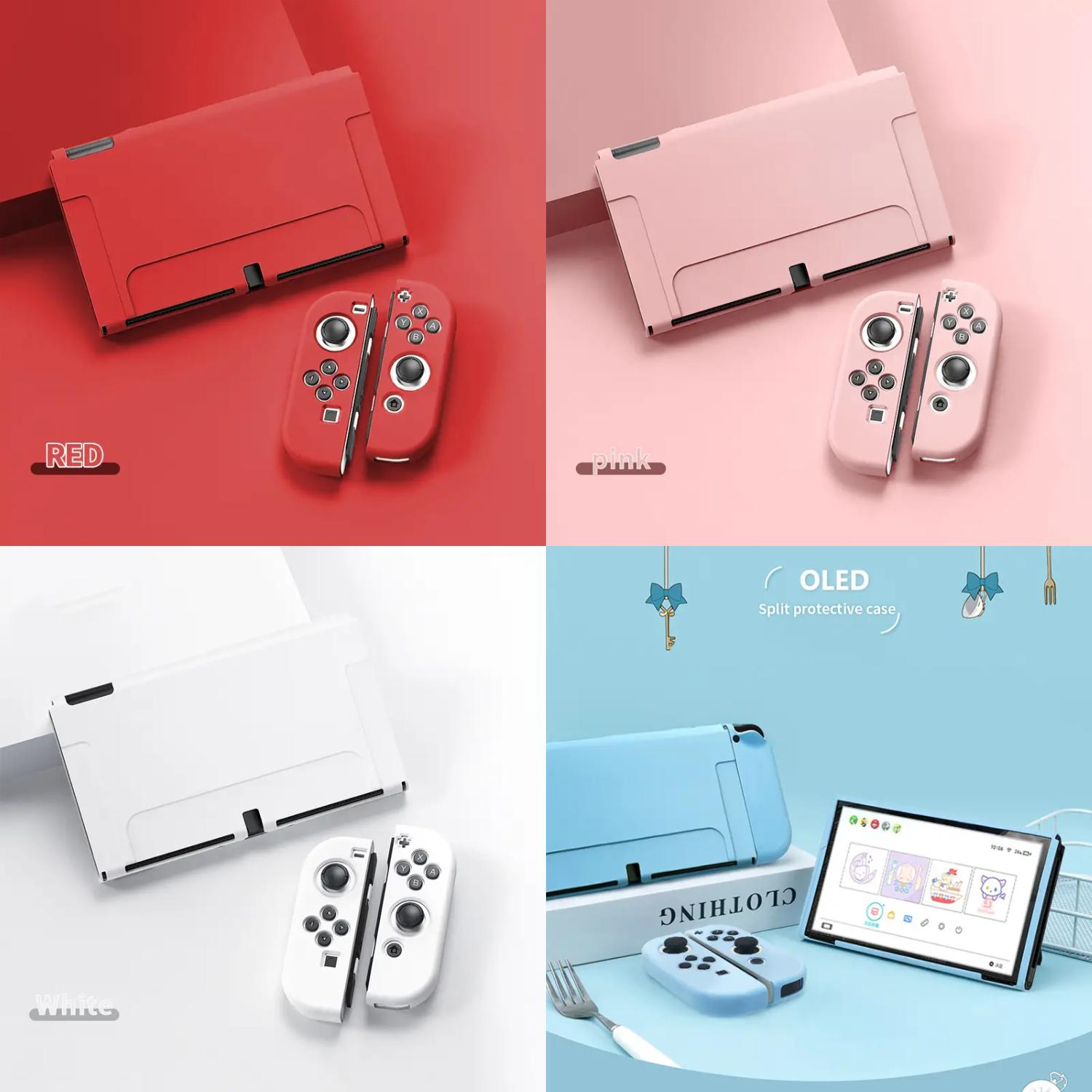 Pure Color Silicone Dockable Cover Case For Nintendo Switch OLED