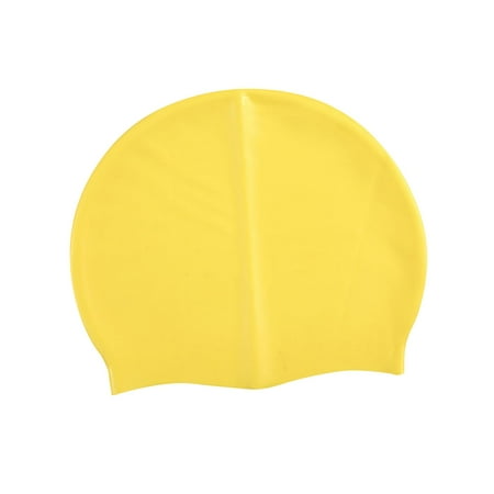 Pure Color Swimming Cap Beach Silicone Swim Cap for Training Women Men Yellow