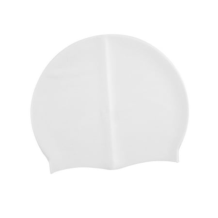 Pure Color Swimming Cap Silicone Swim Cap for Braids Locks Unisex Girls Boys White