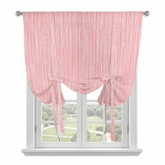 Pure Color Tie Up Curtains for Small Windows,Adjustable Rod Pocket Valance 45 Inch Short, Modern Minimalist Linen Texture Boho Pink Window Treatment Balloon Roman Blind Shade, 34" x 45"