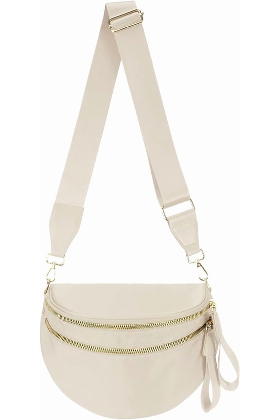 Pure Colour Crossbody Bag Bum Bag for Women,Spacious Purse Fanny Packs Belt Bag,Oversized Bum Bag-Colour Bum Bag-Beige