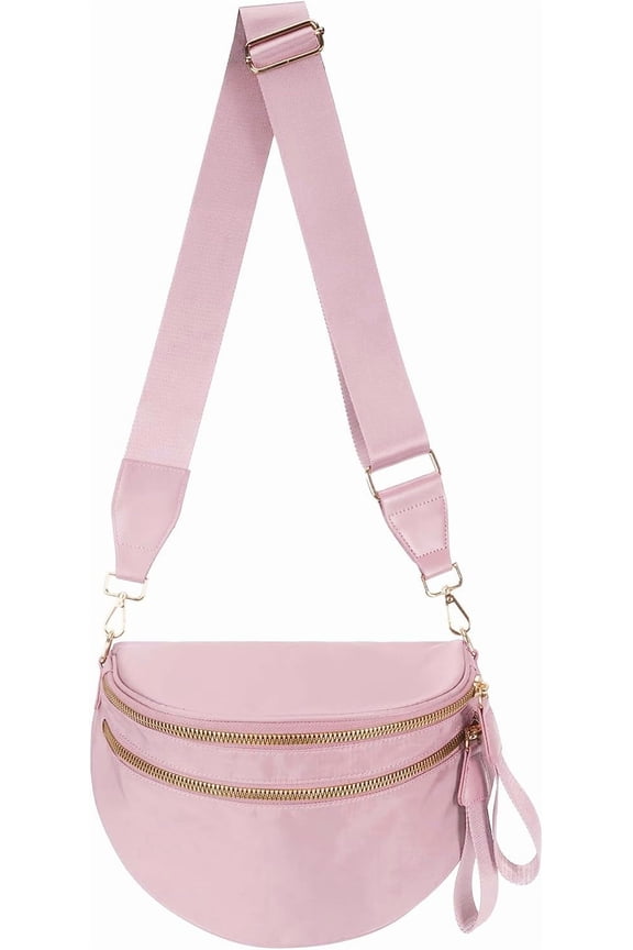 Pure Colour Crossbody Bag Bum Bag for Women,Spacious Purse Fanny Packs Belt Bag,Oversized Bum Bag-Colour Bum Bag-Pink