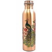 Pure Copper 100% Water Bottle Leak Proof and Peacock design for dining 1000 ml Bottle