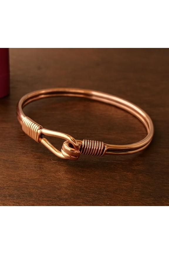Pure Copper Adjustable Open Cuff Bracelet, Handmade Minimalist Bangle for Women