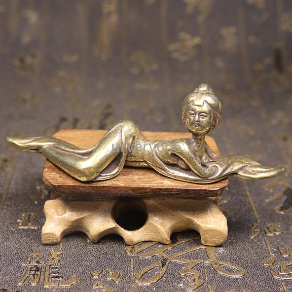 Pure Copper Ancient Maid Figurines Miniature Ornaments Paperweight Desktop