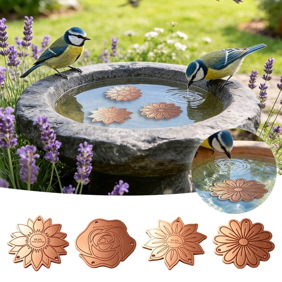 Pure Copper Bird Bath Base Flower Shaped Bird Feeder Outdoor Copper Bird Bath Tray For Garden(Gold-10Cm)