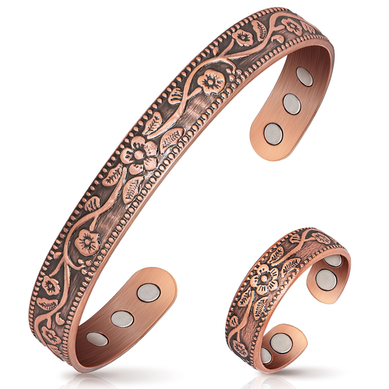 AzureBella Jewelry Copper Cuff Bracelet with Chain Link Design Two Tone with Magnets - Handmade AzureBella Jewelry Copper Cuff Bracelet with Chain Link Design Two Tone with Magnets - Handmade