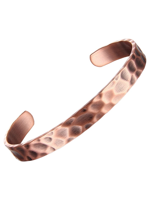 Pure Copper Bracelet – Copper Bracelet for Men & Women – 100% Solid, Raw & Uncoated Handmade Hammered Tibetan Cuff Bangle