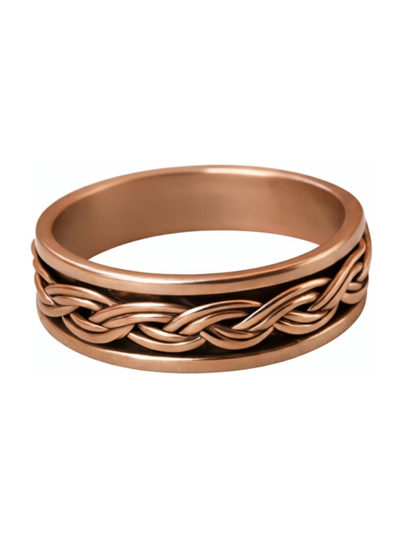 Pure Copper Braided Band Ring, Handcrafted Celtic Knot Design, Meditation Band for Men and Women