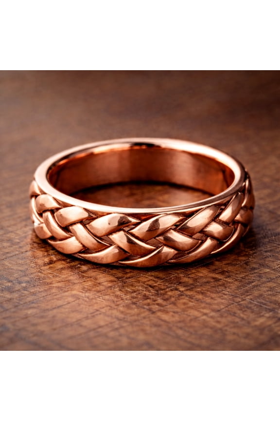 Pure Copper Braided Band Ring – Wide Woven Style Handmade Copper Jewelry, Promise Ring
