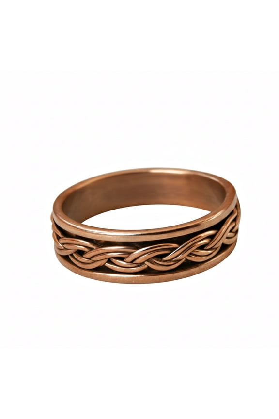 Pure Copper Braided Spinner Ring, Handmade Fidget Band, Everyday Wear Meditation Band