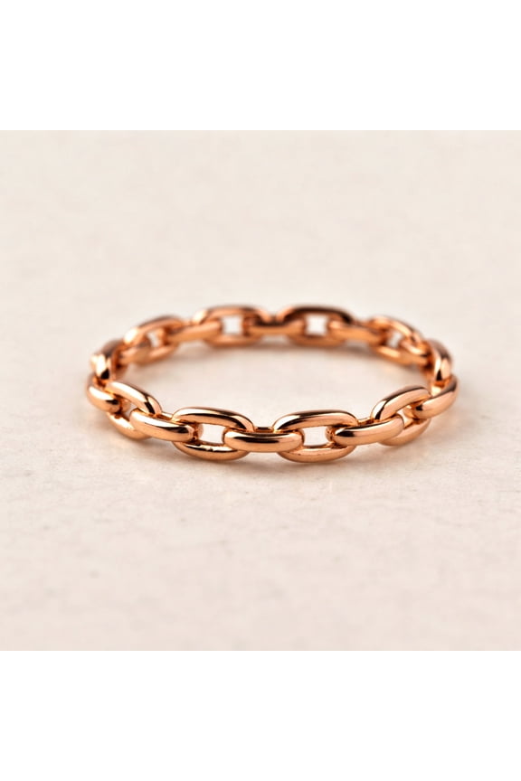 Pure Copper Chain Ring, Chunky Link Band Ring, Minimalist Statement Ring, Boho Stacking Ring, Handmade Copper Jewelry
