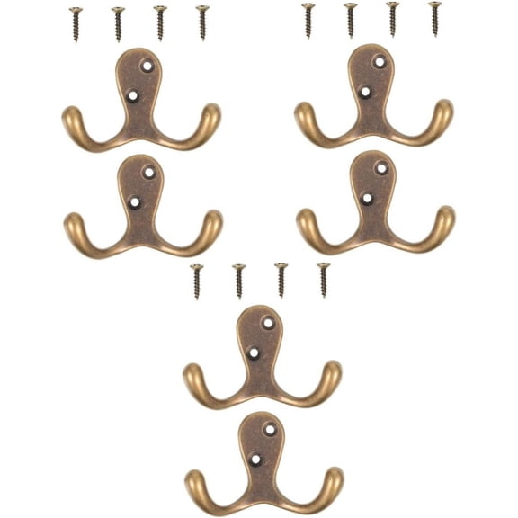 Pure Copper Coat Double Hook Metal Hangers Heavy Duty Brass Hooks Kitchen Cabinet Hooks for Hanging Home Hook Clothes Hook Clothes Hanger Hanging Hook Clothing Hanger Rural 3 Pcs