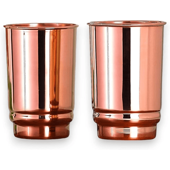 Pure Copper Drinking Cups Ayurvedic Health Tumblers 2 Pcs Set