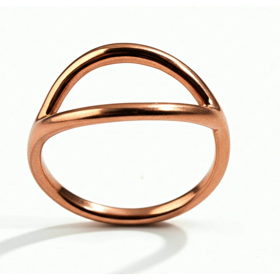 Pure Copper Geometric Open Circle Ring, Modern Minimalist Statement Ring