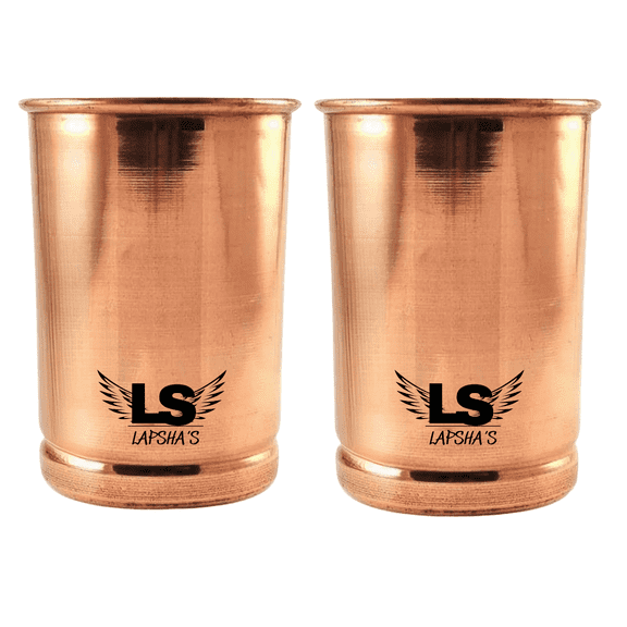 Pure Copper Glass Size-300 ML | Traditional Ayurvedic Copper Tumbler for Drinking Water | Handcrafted Plain Copper Cup set of 2