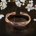 thumbnail image 1 of Pure Copper Hammered Cuff Bangle Copper Wire, Shiny, Twisted Double Bar Bangle, 1 of 5