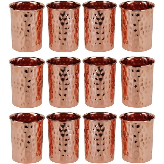 Pure Copper Hammered Glasses Moscow Mule Tumbler (Set of 12)