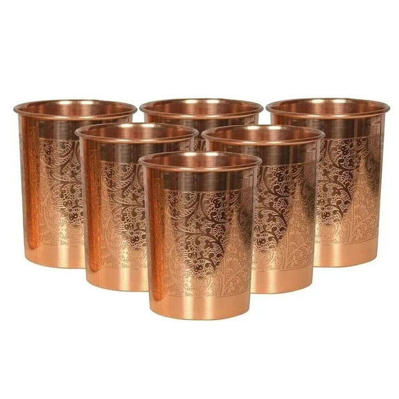 Pure Copper Handmade Water Drinking Glass Tumbler For Health Benefits Set Of 6