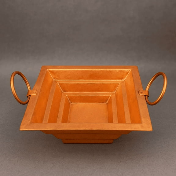 Pure Copper Hawan Kund with Handle On Both Side Agnihotra Copper Pooja Havan Kund for Yagya Hawan Poojan