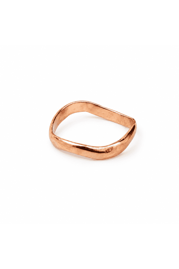 Pure Copper Karma Ring, Minimalist Curve Band, Handmade Copper Curvy Ring for Men & Women