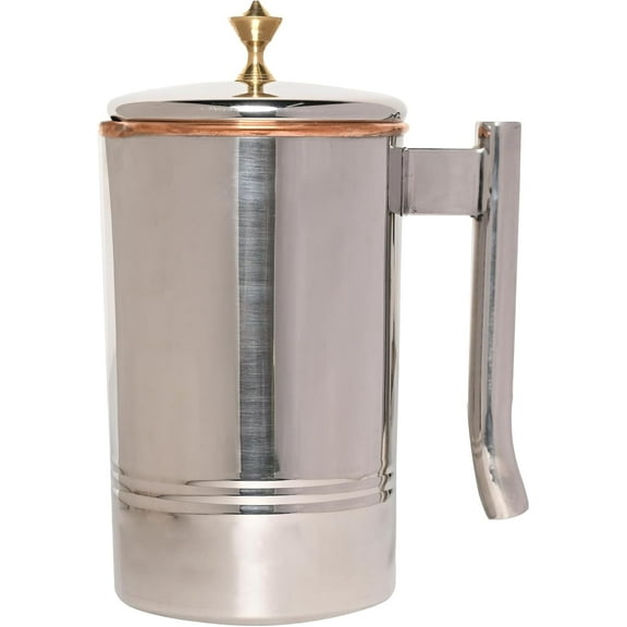 Pure Copper Lined Stainless Steel Jug (1.5L) with Brass Knob  Ayurvedic Health Benefits