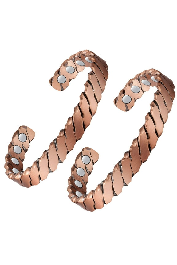 Pure Copper Magnetic Bracelet for Women Men , Adjustable Cuff Bangle