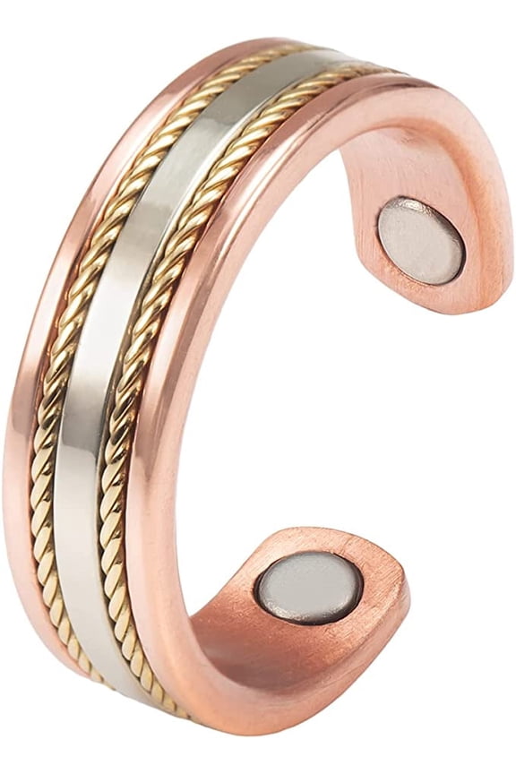 Pure Copper Magnetic Rings, Copper Cuff Rings, Adjustable Size, Fashion Copper Jewelry,Gift for Mom Wife