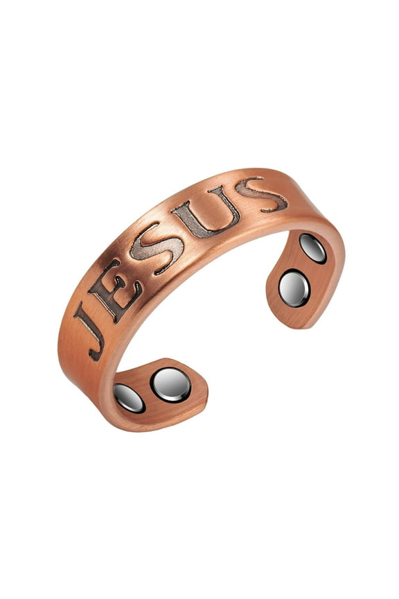 Wollet Pure Copper Magnetic Rings for Women, Christian Jewelry Rings with 4 Magnets, Jesus Rings