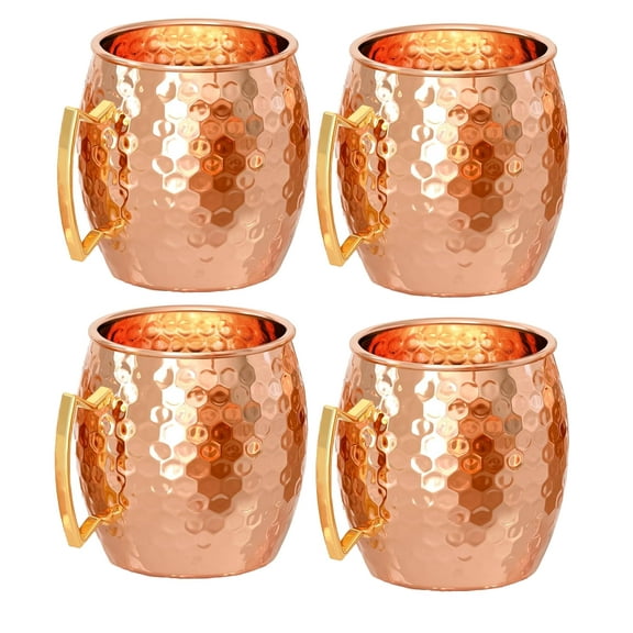 Pure Copper Moscow Mule Beer Mug Brass Handle Pure Copper Beer Mug Set of 4 Mug
