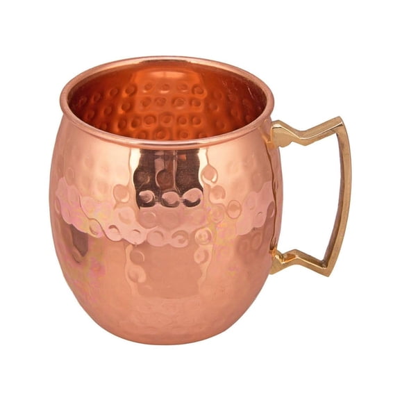 Pure Copper Moscow Mule Mug with Brass Handle, Hammered Finish, 16 oz Handmade Copper Drink Mug