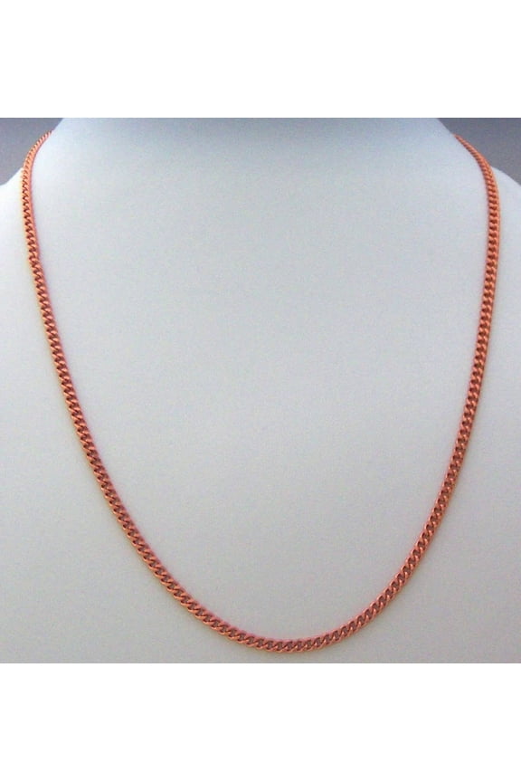 Pure Copper Necklace Made in USA 24" Long 3 mm Curb Chain Solid Copper