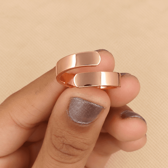 Pure Copper Open Wrap Ring, Minimalist Adjustable Band Ring, Polished ...