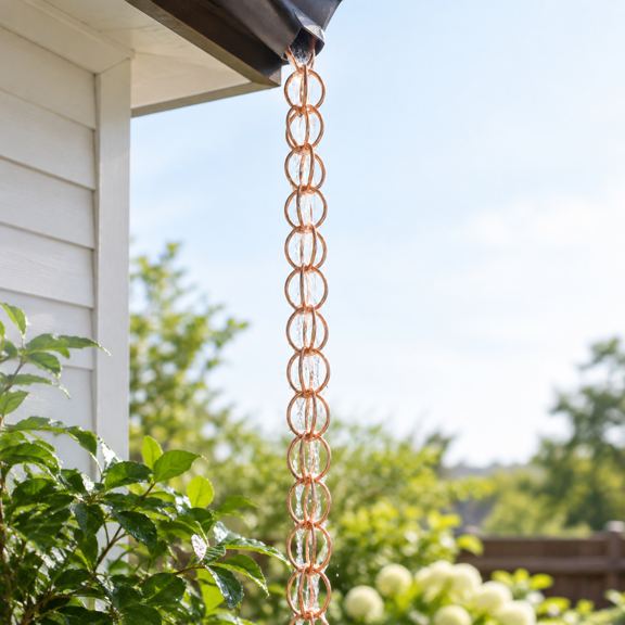 Pure Copper Rain Chain 8.5 Ft Decorative Gutter Downspout Replacement