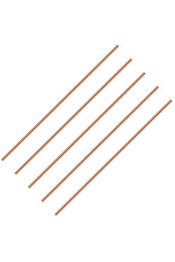 Pure Copper Round Rod 11.8 Inch Length Bare Copper Metal Rod Solid Copper Rod Lathe Bar Stock (5 Pcs, 5 mm Dia)