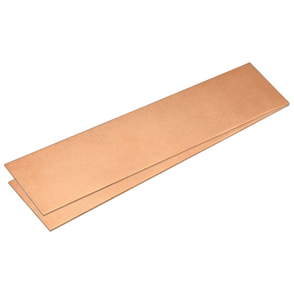 Pure Copper Sheet, 2pcs 8" x 2" x 0.05" 16 Gauge T2 Copper Metal Plate for Crafts, Electrical Repairs