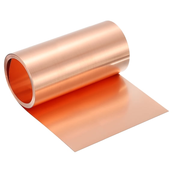 Pure Copper Sheet Roll, 0.3mm 24Ga Thick T2 Copper Flashing 1530mm x 153mm/5Ft x 6in Copper Strip Soft Copper Metal Foil Plate for Craft Electrical House Repair