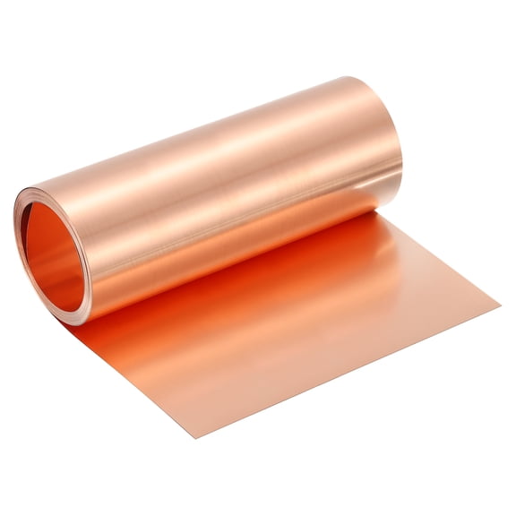 Pure Copper Sheet Roll, 0.3mm 24Ga Thick T2 Copper Flashing 3050mm x 204mm/10Ft x 8in Copper Strip Soft Copper Metal Foil Plate for Craft Electrical House Repair