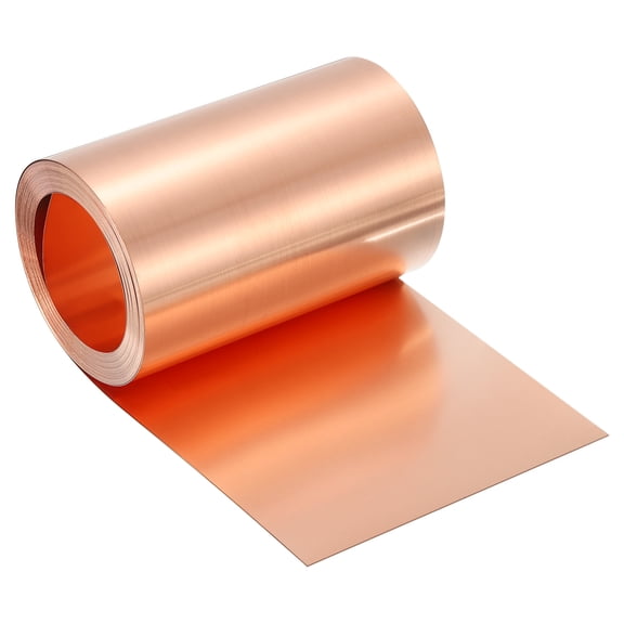 Pure Copper Sheet Roll, 0.5mm 24Ga Thick T2 Copper Flashing 2440mm x 102mm/8Ft x 4in Copper Strip Soft Copper Metal Foil Plate for Craft Electrical House Repair