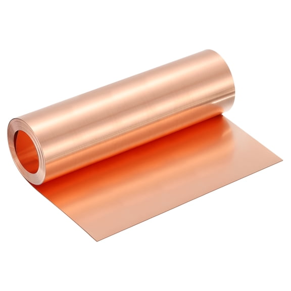 Pure Copper Sheet Roll, 0.5mm 24Ga Thick T2 Copper Flashing 2440mm x 254mm/8Ft x 10in Copper Strip Soft Copper Metal Foil Plate for Craft Electrical House Repair