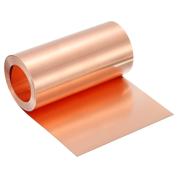 Pure Copper Sheet Roll, 0.5mm 24Ga Thick T2 Copper Flashing 3050mm x 153mm/10Ft x 6in  Copper Strip Soft Copper Metal Foil Plate for Craft Electrical House Repair